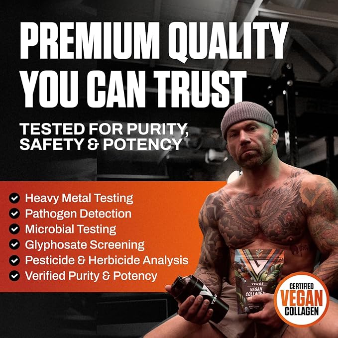 vedge Vegan Collagen Powder - Plant-Based Collagen Supplement for Hair, Skin, Nails, Joint & Gut Health. Collagen Peptides