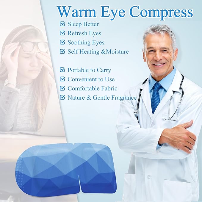 16 Packs Steam Eye Mask, Heated Eye Mask for Sleeping, Warm Compress for Eyes, Self Heating Disposal Steam Mask for Home Sleep, Office, Spa, Travel Essential Valentine's Day Gift (Unscented)