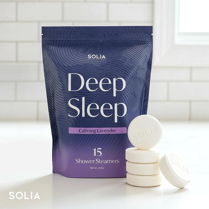 Solia Lavender Shower Steamers Aromatherapy 15-Pack - Patent-Pending Calm Shower Steamers Lavender Bombs, Relaxing Steam Tablets, Selfcare Gifts for Women, Relaxing Bath Gifts