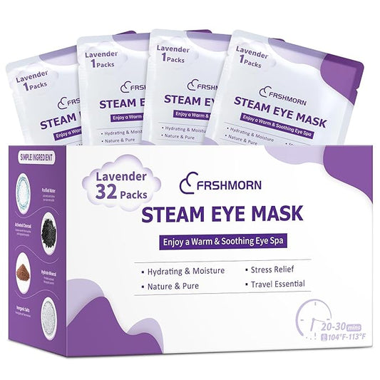 32Packs Steam Eye Mask, Heated Eye Mask for Sleeping, Warm Compress for Eyes, Self Heating Disposal Steam Mask for Home Sleep, Office, Spa, Travel Essentials Valentine's Day Gifts (Lavender)