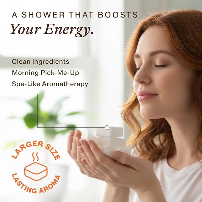 Shower Steamers Aromatherapy - USA Made with Natural Ingredients & Citrus Essential Oil, Valentines Day Gifts for Her & Him, Long Lasting Shower Bombs for Energy Boost, Spa Gifts for Women & Men