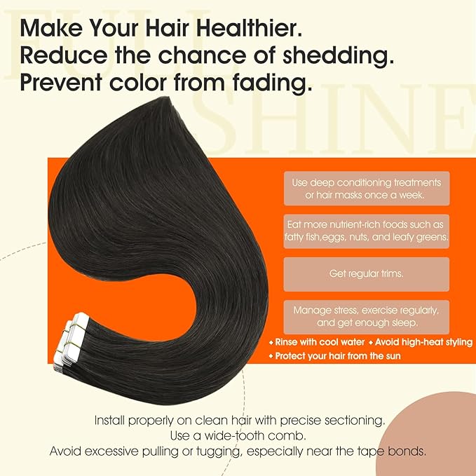 Full Shine Remy Tape in Extensions Human Hair Color 1C Mocha Brown Hair Extensions Real Human Hair Tape in 18Inch Straight Soft Skin Weft 50G 20Pcs Seamless Invisible Extension