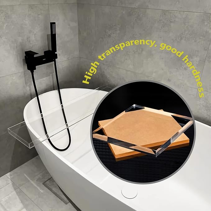 Clear Acrylic Bathtub Tray – Waterproof & Stylish Bath Caddy | Luxury Tub Tray for Relaxation (29.9" x 7.87" x 1.18")