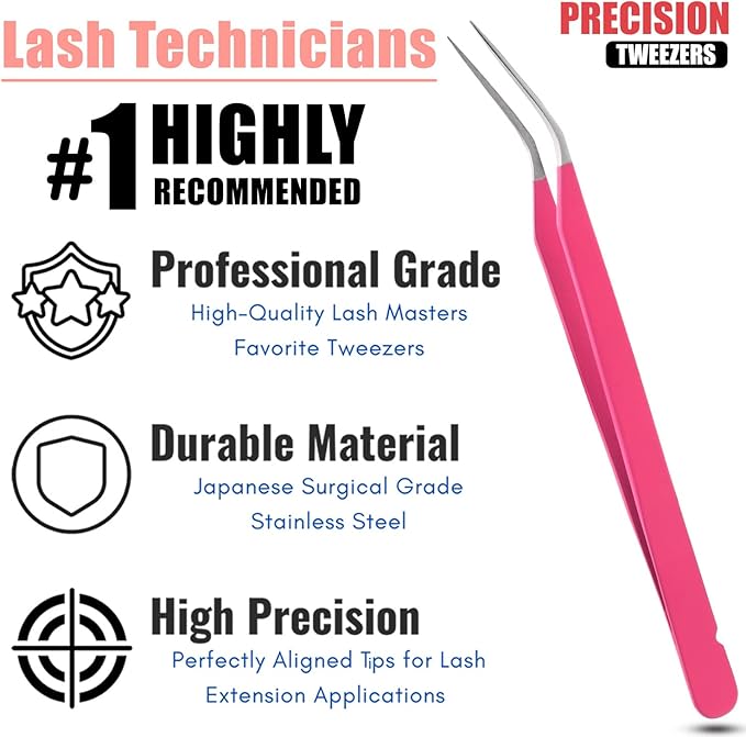 My Lash Tools New Isolation Lash Tweezers For Eyelash Extensions Best for Individual Isolation & Classic Lashes Japanese Stainless Steel Lightweight Precision Lashing Twisers (MattePInkJPs)