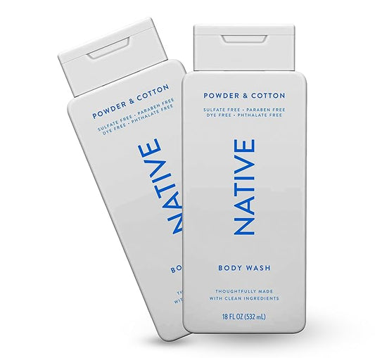 Native Body Wash for Men & Women, Seasonal | Sulfate, Paraben, and Dye Free, with Naturally Derived Clean Ingredients Leaving Skin Soft and Hydrating, Powder & Cotton 18 oz
