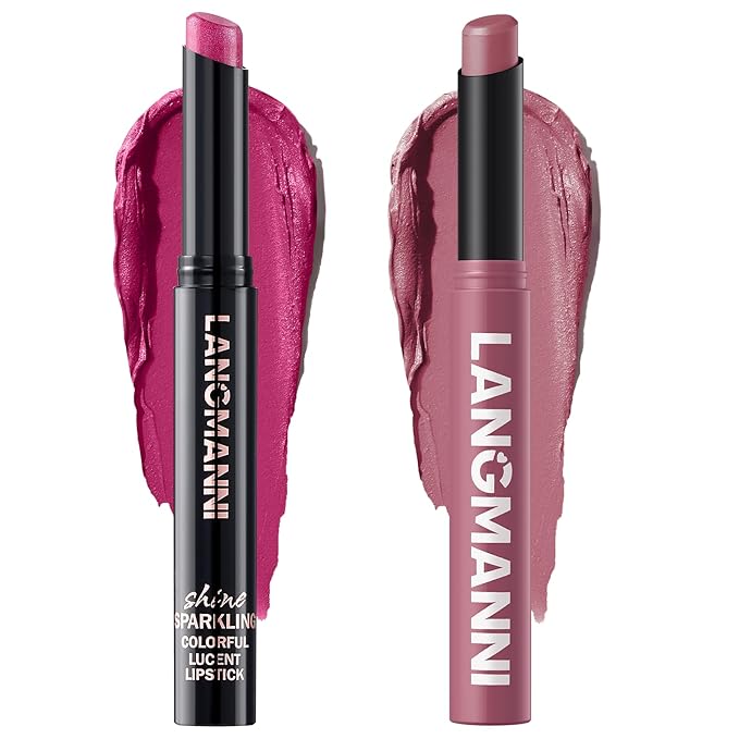 Jolilab 2Pcs Glitter Lip Kit - Velvet Matte & Nude Matte Lipstick + Glitter Lip Gloss/Glitter Lipstick High Pigmented Long-Lasting Waterproof Beauty Cosmetics Gift for Women(#03+08)