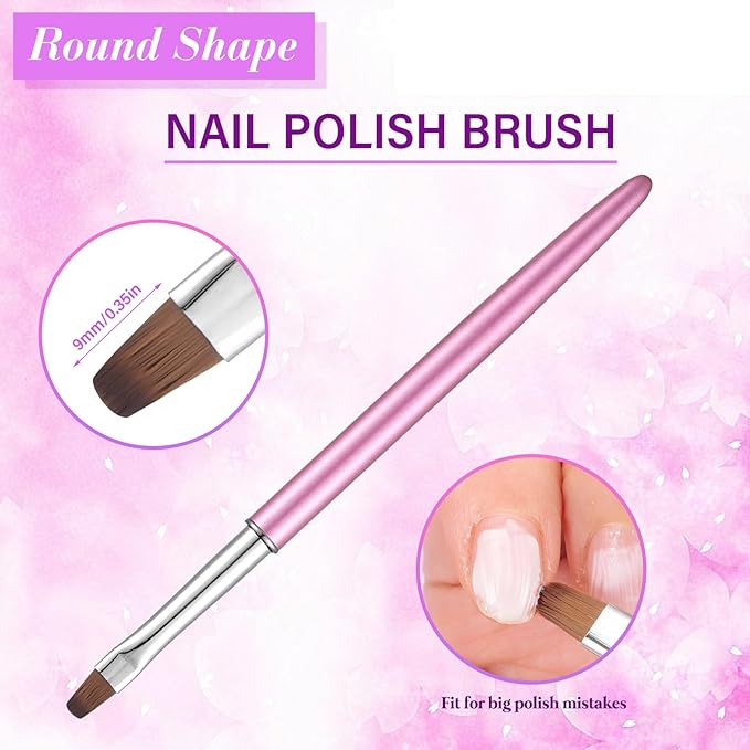 Metal Purple Nail Art Clean Up Brushes for Cleaning Polish Mistakes on the Cuticles, Acetone Resistant Nail Brush, Fingernail Cleaning Brushes for Nail Art and Designs (Round&flat&Bevel)