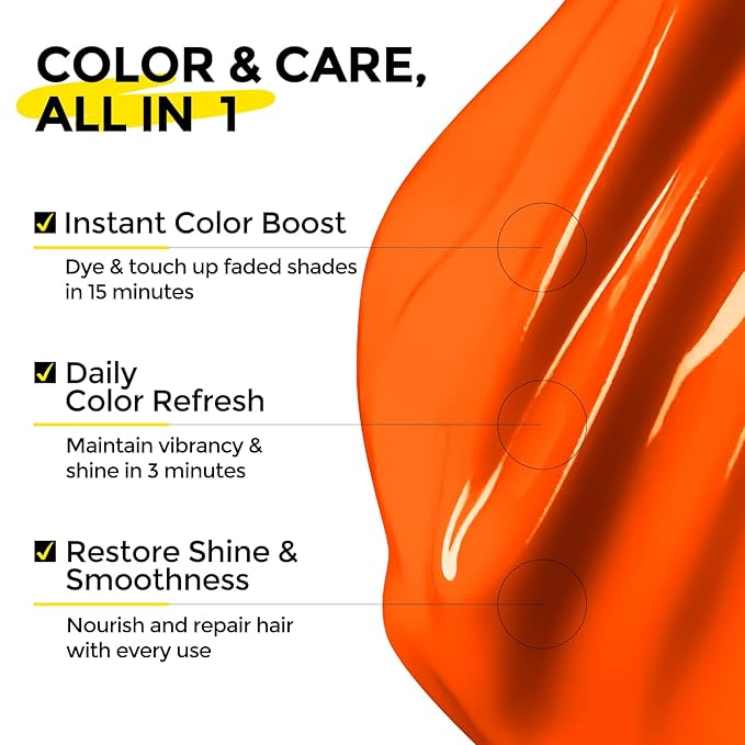 COLORLOMO Semi Permanent Hair Color - 6 oz Color Depositing Conditioner with Shea Butter & Almond Oil- Color Conditioner Depositing Hair Mask - Vegan, Paraben, Ammonia & Sulfate Free -Orange
