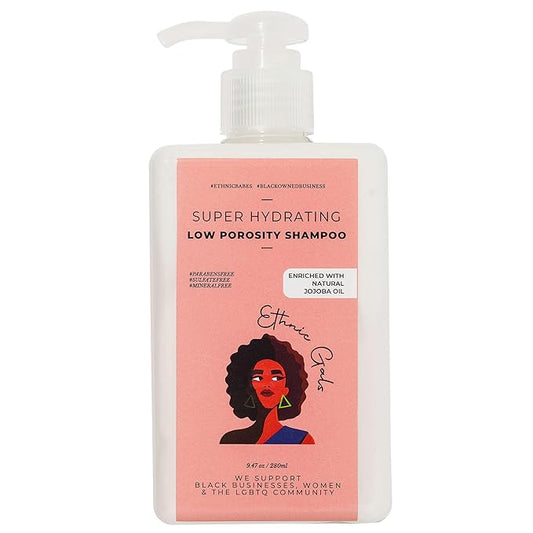 Low Porosity Shampoo - Super Hydrating & Moisture-Locking Cleanse for Curly, Coily Hair with Aloe Vera & Argan Oil, 9.5 fl oz (280ml) | Ethnic Gals