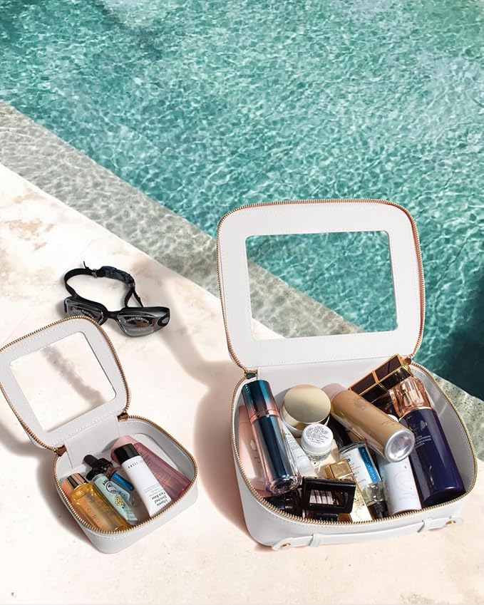 Travel Clear Makeup Bag Set, TSA Approved Cosmetic Bag Case with Zipper Portable Makeup Pouch Toiletry Bag Traveling Cosmetic Organizer Storage Bag Car Organizer Car Essentials