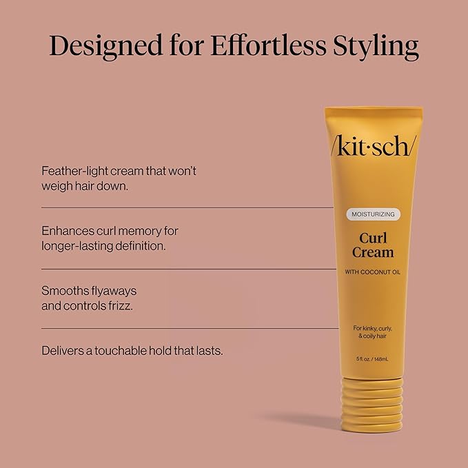 Kitsch Moisturizing Curl Cream for Curly Hair – Lightweight Curly Hair Products for Men & Women | Defines Curls, Controls Frizz & Boosts Shine | Hydrating Curling Cream - Ideal Gifts for Women