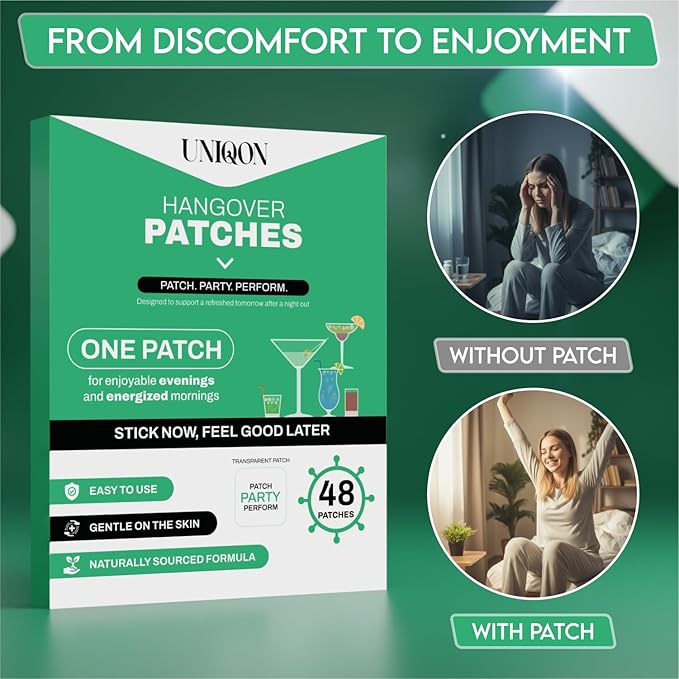 Recovery Patches 48 Pack, 100% Natural Ingredients Party Recovery Patch with Skin-Friendly & Waterproof Design, Strong Adhesive Party Patch for Secure Fit, Enhanced Morning Formula