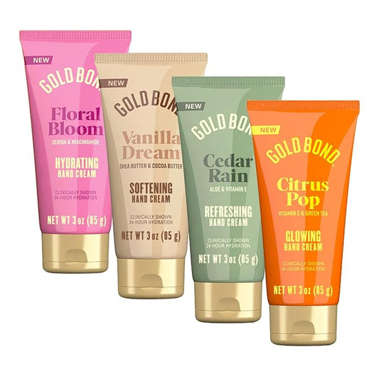 Gold Bond Scented Hand Creams, Everyday Hand Cream to Hydrate the Skin, Assorted Scents, 3 oz, 4 pk