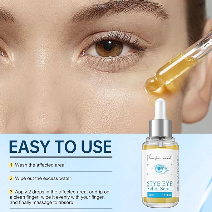 LA. PERSONAL Stye Eye Relief Serum for Eyelid Bumps, with Avocado Oil, Sea Buckthorn Oil & Caffeine, Gentle Formula 1.01 Fl Oz / 30 Ml