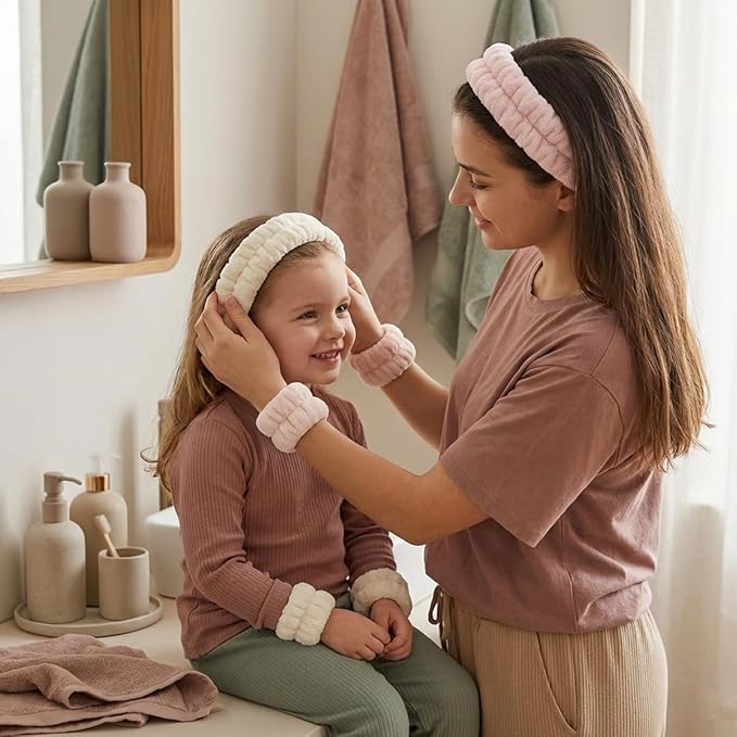 Wrist Towels for Washing Face for Women,Men, Microfiber Spa Wristbands Absorbent Face Washing Wristbands Headband Set Prevent Liquid from Spilling