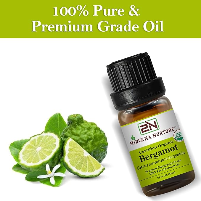 Bergamot Essential Oil USDA Certified Organic, 100% Pure Natural Premium Grade, Undiluted