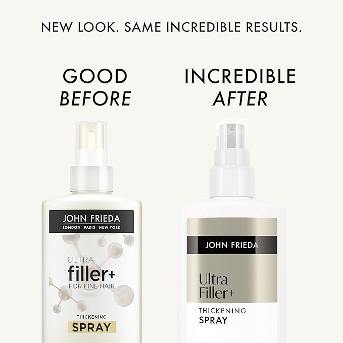 John Frieda ULTRAfiller+ Thickening Spray for Fine Hair, Volumizing Hair Spray, with Biotin and Hyaluronic Acid, 5 Fl Oz