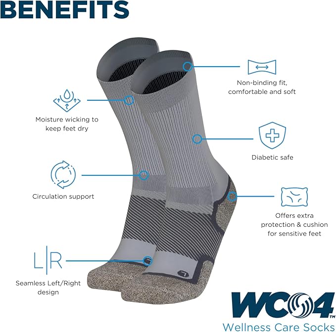 OrthoSleeve WC4 Diabetic & Neuropathy Compression Socks, Non-Binding for Men & Women, Improve Circulation & Edema