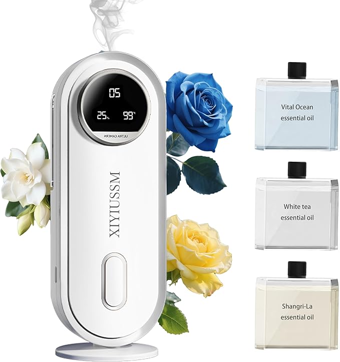 Waterless Essential Oil Diffuser for Home and Car Portable Aromatherapy Diffuser with 7 Mist Modes 1800mAh Rechargeable Battery Operated Scent Diffuser for Large Room Bedroom Office Bathroom