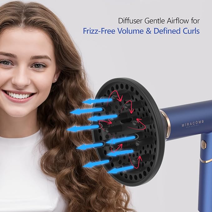 Volumizing Hair Diffuser Magnetic Hair Dryer Diffuser, Curl-Defining Attachment for Frizz-Free Curls Compatible with MIRACOMB BLDC Foldable Hair Dryer