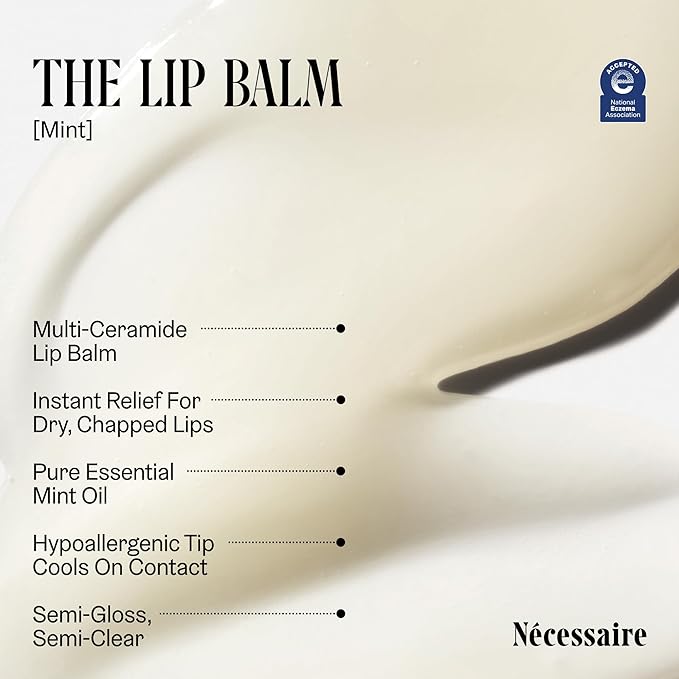 Nécessaire The Lip Balm | Hydrating Hyaluronic Acid Lip Balm for Women and Men, Mint Oil with Niacinamide + Essential Ceramides. Non-Comedogenic Lip Balm for Dry Lips – 15 ml / 0.5 fl oz