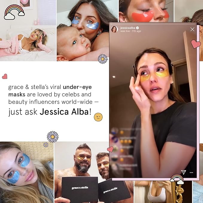 grace & stella Award Winning Under Eye Mask Reduce Dark Circles, Puffy Eyes, Undereye Bags, Wrinkles, Gel Under Eye Patches, Valentines Day Gifts for Him - Vegan Eye mask (24 Pairs, Blue)