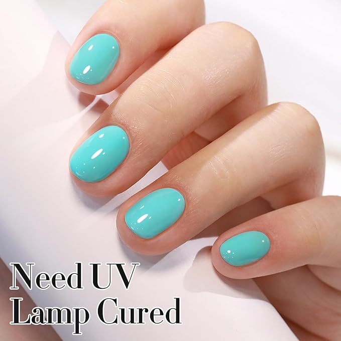 Double Rhythm 0.50 OZ Gel Polish Hema Free Same Color Same Bottle Golden Round Translucent Neutral Natural Milky 15 ML Jelly UV Polish Art DIY at Home (Pastel Blue-C1124)