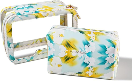 ROWNYEON Clear Makeup Case Toiletry Bag Multipurpose Travel Makeup Train Case Portable Cosmetic Organizer Transparent Storage Bag