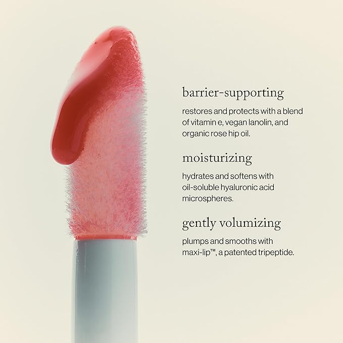 goop Beauty Hydra-Barrier Gel Gloss | Hydrating Lip Gloss to Moisturize & Plump Lips | Hyaluronic Acid & Vitamin E | Spice - Sheer Cocoa | 0.13 oz