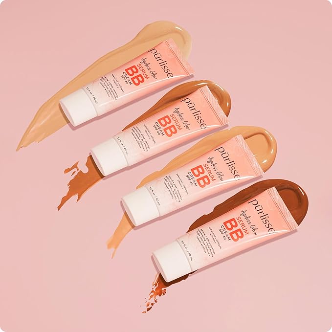 pūrlisse Ageless Glow Serum BB Cream SPF 40 - Glow BB Cream with SPF Enriched with Bakuchiol & Vitamin C to Help Improve Firmness & Reduce Wrinkles for Dewy Skin - Medium (1.4 oz)