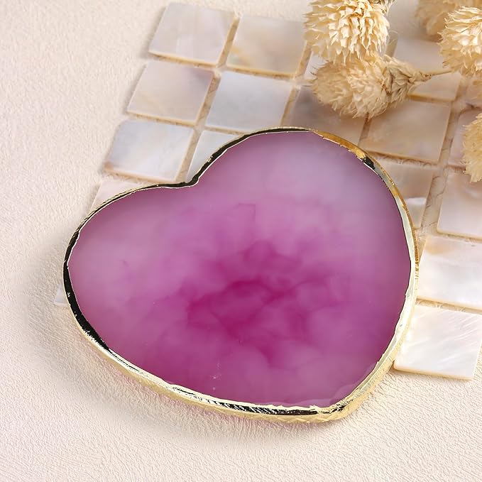 2 Pcs Resin Nail Art Palette, Heart Shaped Nails Art Painting Palettes with Gold Edge Nail Gel Polish Holder Makeup Display Board Cosmetic Mixing Tools Manicure DIY Home Salon Use