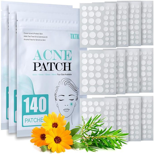 TKTK Pimple Patch Acne Patch, 4 Sizes 420 Patches Acne Absorbing Cover Patch, Hydrocolloid Invisible Acne Patches For Face Zit Patch Acne Dots Tea Tree, Calendula Oil - 3 Pack