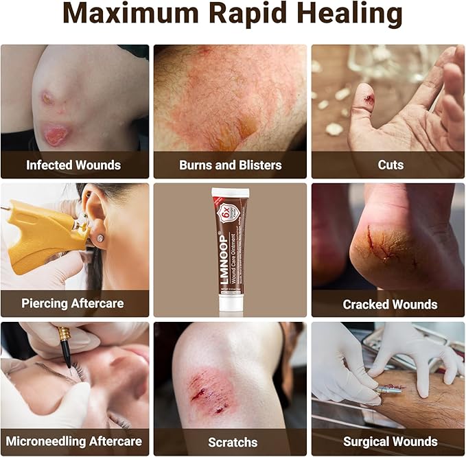 LMNOOP® Wound Care Cream, Skin Healing & Repair Ointment for Infection Ulcers Cuts Scrapes Burns Bites Surgical and Various Wounds, Pressure Treatment Products & Bed Sore Cream