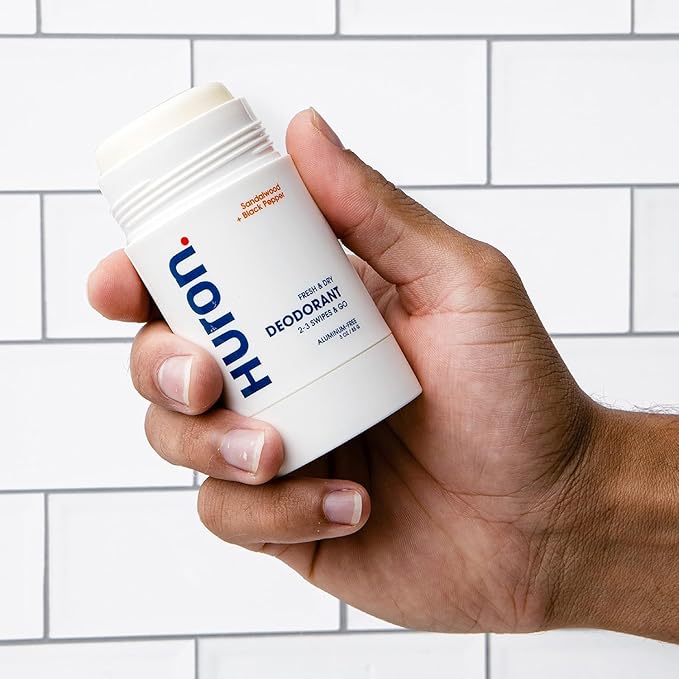 Huron Aluminum-Free Deodorant for Men - Clean & Woody Scent of Sandalwood & Amber - Neutralizes Odor for All-Day Protection - Non-Irritating - 3.2 Oz (2 Pack)