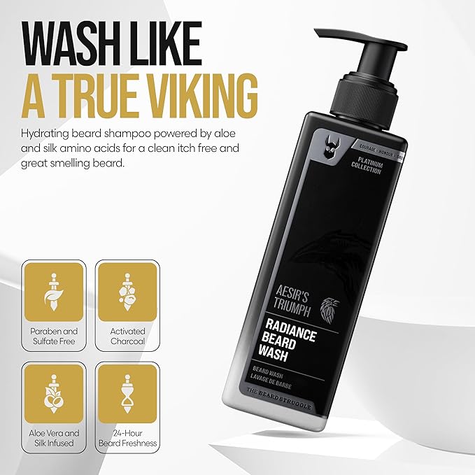 The Beard Struggle Radiance Beard Wash – Platinum Collection, Aesir’s Triumph – Cleanse, Nourish & Soften – Beard Cleanser for Men (8 fl oz)