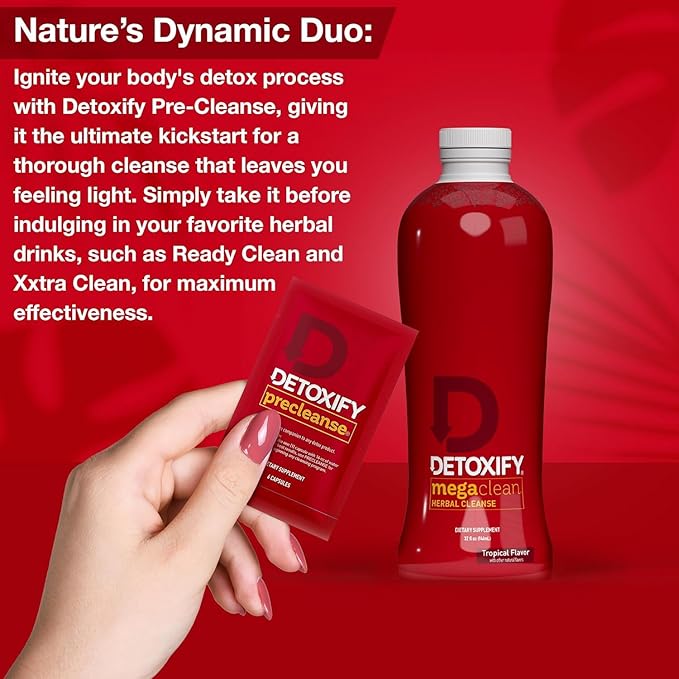Detoxify – Mega Clean Herbal Detox Cleanse Drink – Full Body Cleanse Detox for Women and Men - Same Day Results - Plus Sticker