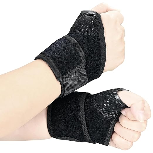 Adjustable Carpal Tunnel Wrist Brace, 2-Pack Adjustable Support for Pain Relief, Arthritis & Tendonitis, Comfort Fit for Men & Women (Black)