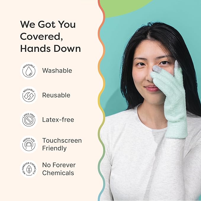 ZenToes Moisturizing Gloves for Dry Hands, Gel Infused with Jojoba Seed Oil, Olive Oil and Vitamin E, Overnight Hand Moisturizer (OSFM, Fuzzy Mint Green with Media Tips)