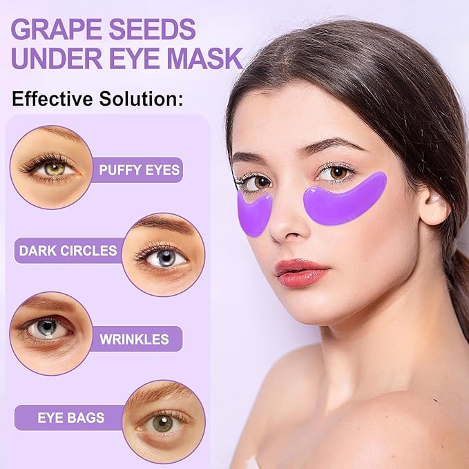 LAVONE Eye Mask - 30 Pairs Grape Seeds Under Eye Patches Skin Care Products - Eye Masks Skincare for Dark Circles and Puffiness, Reduce Wrinkles, Eye Bags and Fine Lines, for Women and Man