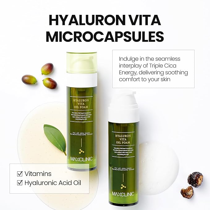 [K-Beauty] Hyaluron Vita Oil to Foam - All-in-One Korean Face Wash OilBased Foaming Facial Cleanser - Pore Minimizing & Blackhead Remover - Makeup Deep Cleansing Oil for Dry Skin (3.88 fl oz)