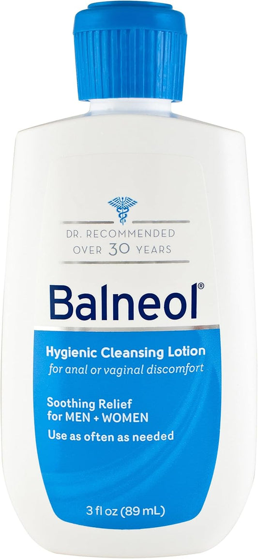 Balneol Hygienic Cleansing Lotion for Women and Men, Soothing Relief to Help With Pain Relief, Itch Relief, and Discomfort for Sensitive Areas, Made in USA, 3 oz