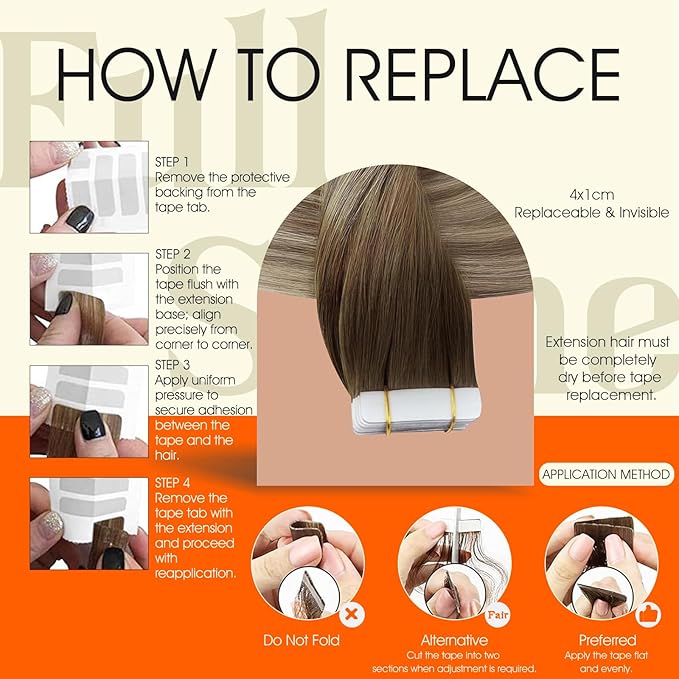 Full Shine Ombre Balayage Tape in Hair Extensions Human Hair Color 3/8/22 Tape in Human Hair 22Inch Adhesive Double Sided Skin Weft Seamless Invisible Extension 100G 40Pcs for Daily Office Look