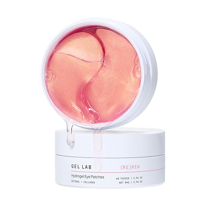 Gel Lab RENEW Retinol & Collagen Under Eye Patches - Korean Skincare Hydrating Eye Mask for Fine Lines, Wrinkles, Firming, Brightening - 60 Patches