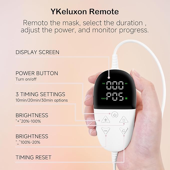 Face Mask Light Therapy, LED Red Light Therapy for Face, Infrared & Red Light Therapy for Face, 6000mAh Rechargeable Portable Redlight Facial Device for Home Use