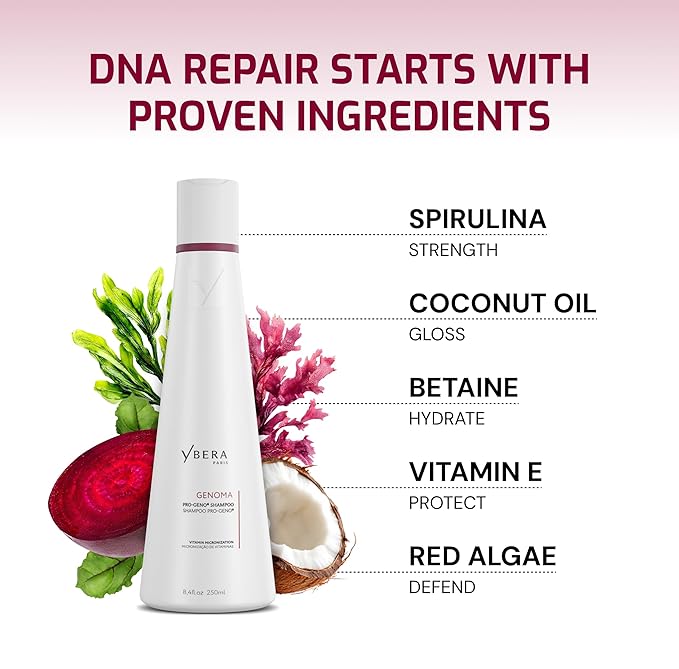 Ybera BOND REPAIR HAIR TREATMENT Genoma Pro-Geno Shampoo, Moisturizing Shampoo that works as Hydrating Shampoo as well, Ideal for Damaged Hair, Professional Hair Repair Formula, 250ml