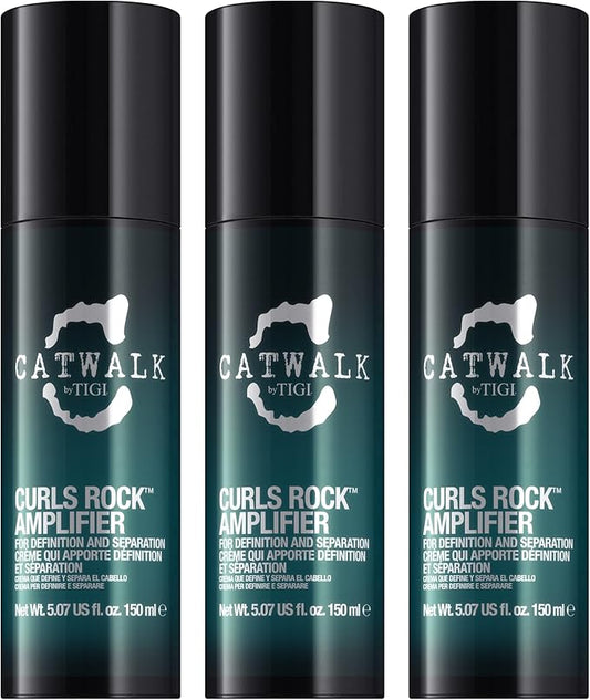 TIGI by Catwalk Curls Rock Amplifier - Premium Curly Hair Cream - For Curl Hold & Frizz Protection - For Wavy & Curly Hair - Finish on Wet Hair & Air Dry - 5.07 fl oz (3 Pack)