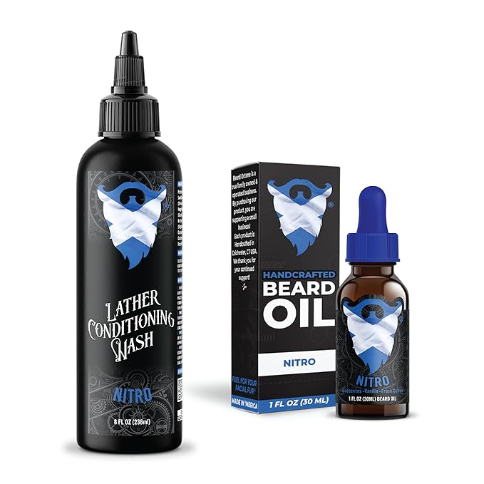 Fundamental Beard Kit - Beard Oil & Beard Wash Combo Nitro - Blueberries & Fresh Ground Coffee