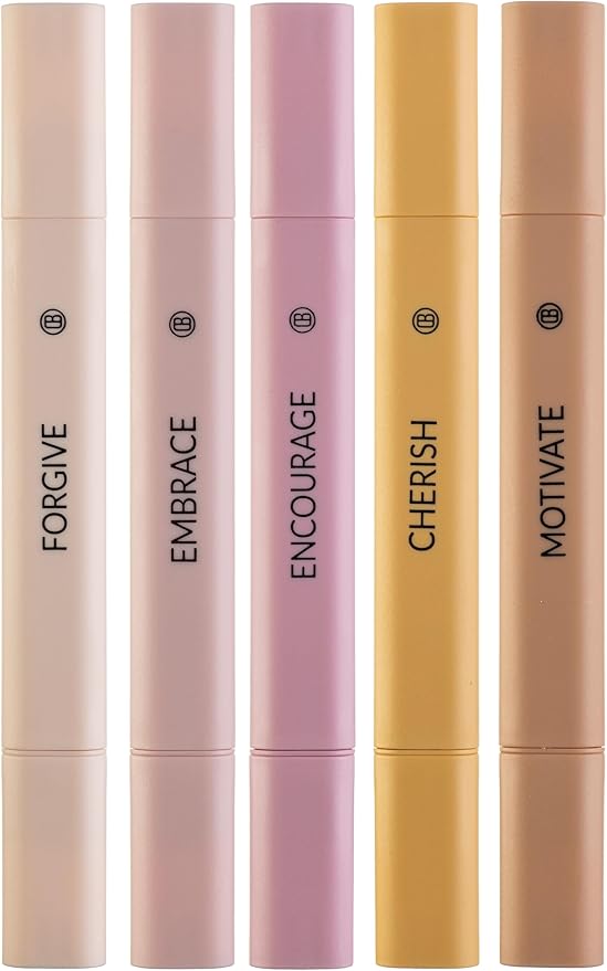 DIVERSEBEE Bible Highlighters Assorted Colors, 5 Pack No Bleed Dual Tip Aesthetic Pastel Highlighter Pens for Journaling, Note Taking, School, Bible Study Supplies and Accessories (Rose)