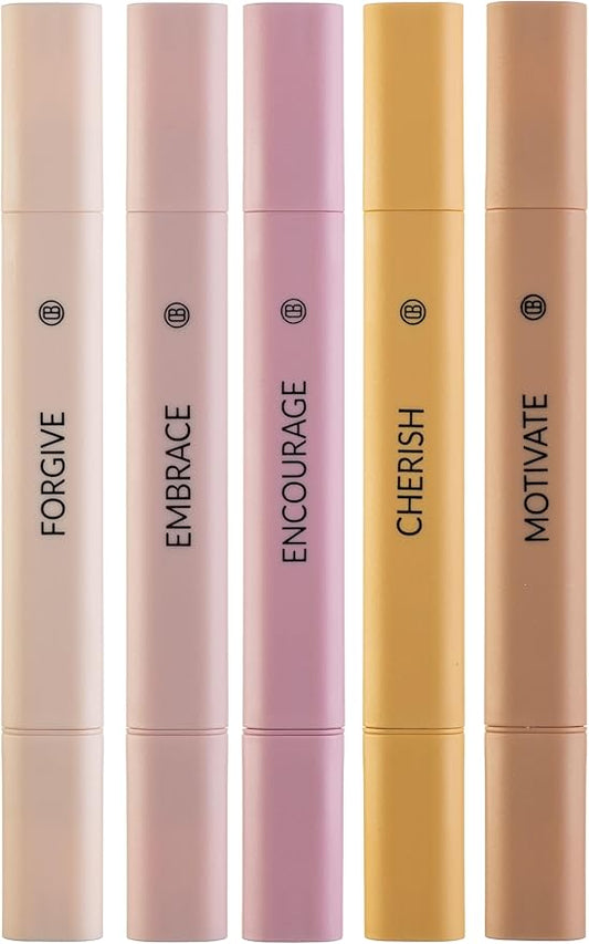 DIVERSEBEE Bible Highlighters Assorted Colors, 5 Pack No Bleed Dual Tip Aesthetic Pastel Highlighter Pens for Journaling, Note Taking, School, Bible Study Supplies and Accessories (Rose)