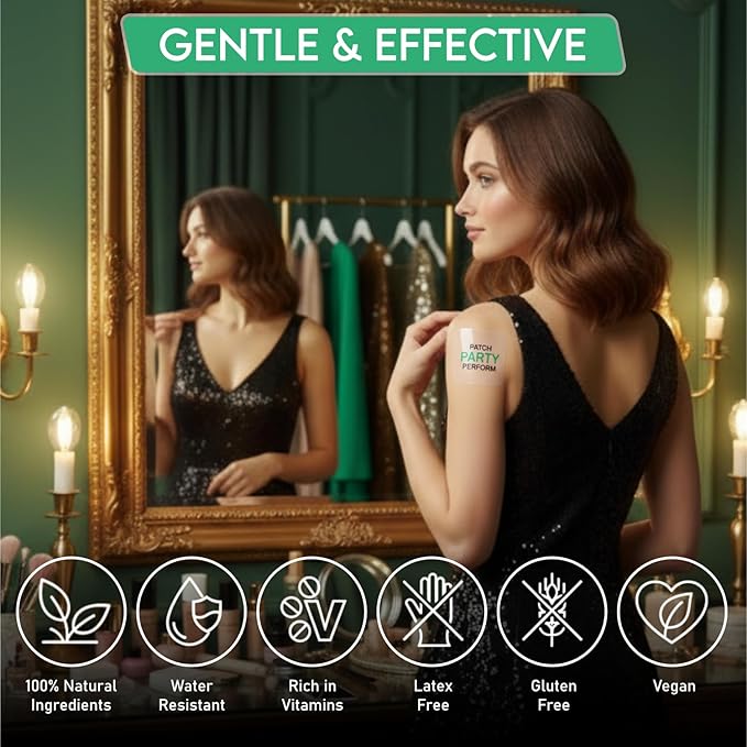 Recovery Patches 24 Pack, 100% Natural Ingredients Party Recovery Patch with Skin-Friendly & Waterproof Design, Strong Adhesive Party Patch for Secure Fit, Enhanced Morning Formula